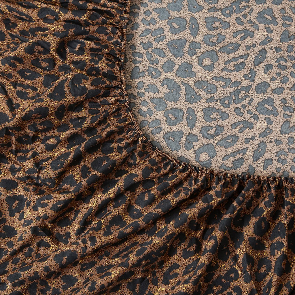 100% Soft Microfiber Leopard Pattern Fitted Sheet Bed Sheet 15" Deep Pocket Full Size-1 Fitted Sheet