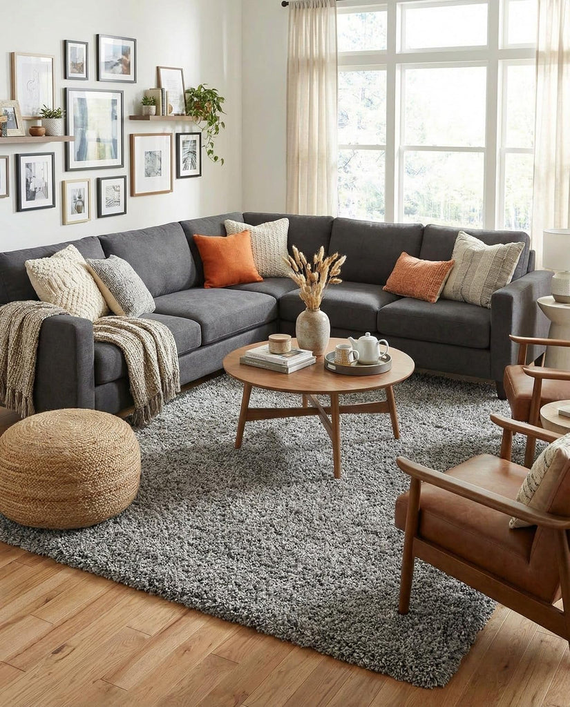 Solid Shag Rug - 10' x 14' 1 Cloud Gray Shag Rug - Plush 1.5-Inch Pile, Stain-Resistant & Kid-Friendly