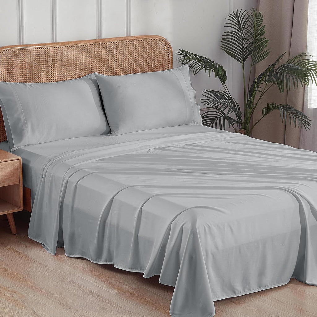100% Bamboo Viscose King Sheet Set, 400 Thread Count, Cooling Sheets for Hot Sleepers, 16" Deep Pocket, Ultra Soft