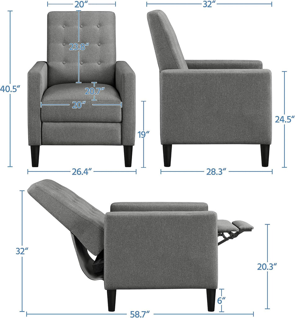 Home Theater Seating Single Fabric Recliner for Living Room Chair Adjustable Sofa with Thicker Seat Cushion Tufted