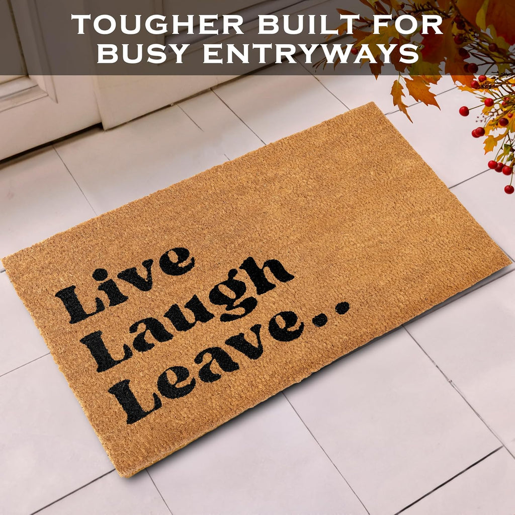 Live Laugh Leave Welcome Mat Outdoor 30x17 Inch, Funny Front Door Mat Coir | Funny Home Decor, Conversation Starter