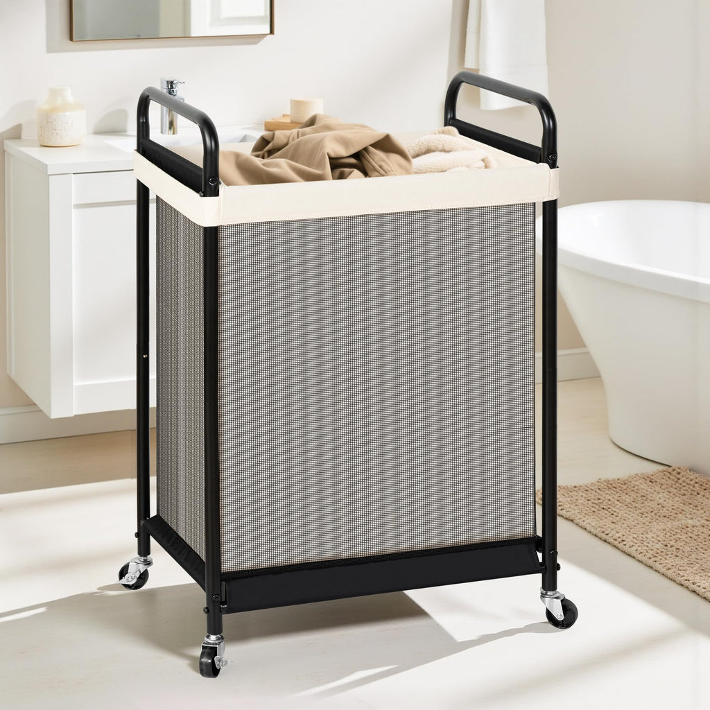 1-Section Laundry Hamper with Wheels, 120L Rolling Laundry Basket