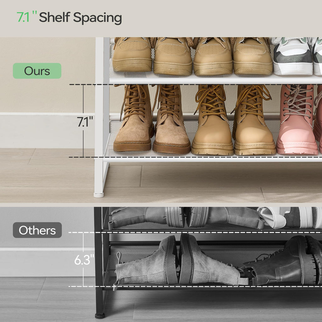 Shoe Rack, Long Shoe Organizer, Max Holds 75 Pairs, 12 Tier Metal Shoe Storage Shelf, 6-Tier Stackable Shoes Organizer