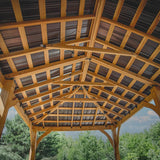 20' x 12' Cedar Wood Outdoor Gazebo Pavilion with Hardtop Galvanized Steel Hip Roof, Snow Support