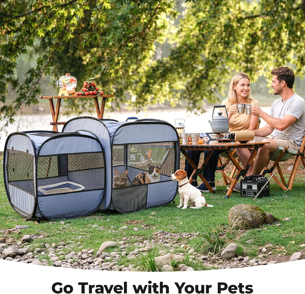 2-in-1 Dog Playpen Portable Cat Playpen, Non-Separable, No Assembly