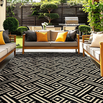Outdoor Rug 9x12 Patio Waterproof, Large Outdoor Plastic Straw Rug, Reversible Out Door Carpet Campi