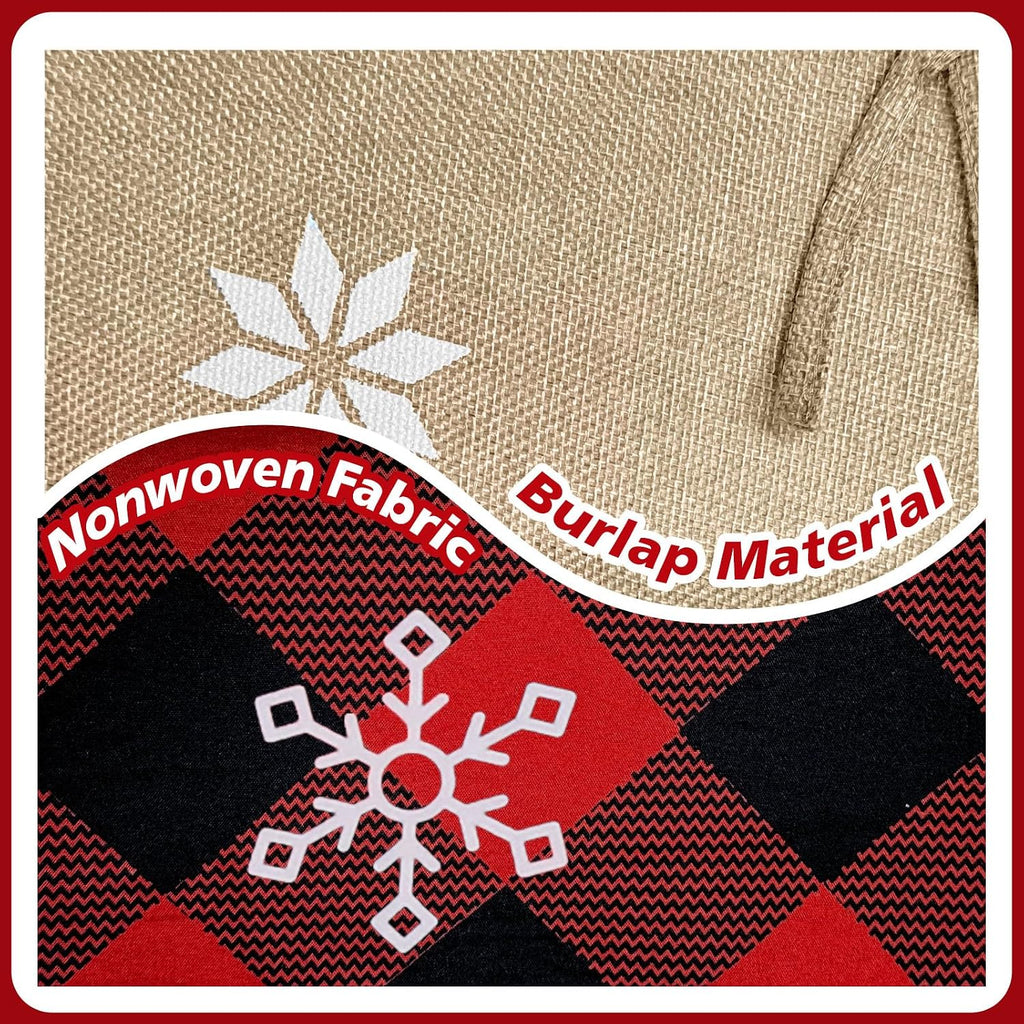 72 Inch Christmas Tree Skirt, Buffalo Plaid Tree Skirt for 7.5 ft Tree to 12ft Tree, Double Sided Burlap Tree Skirt