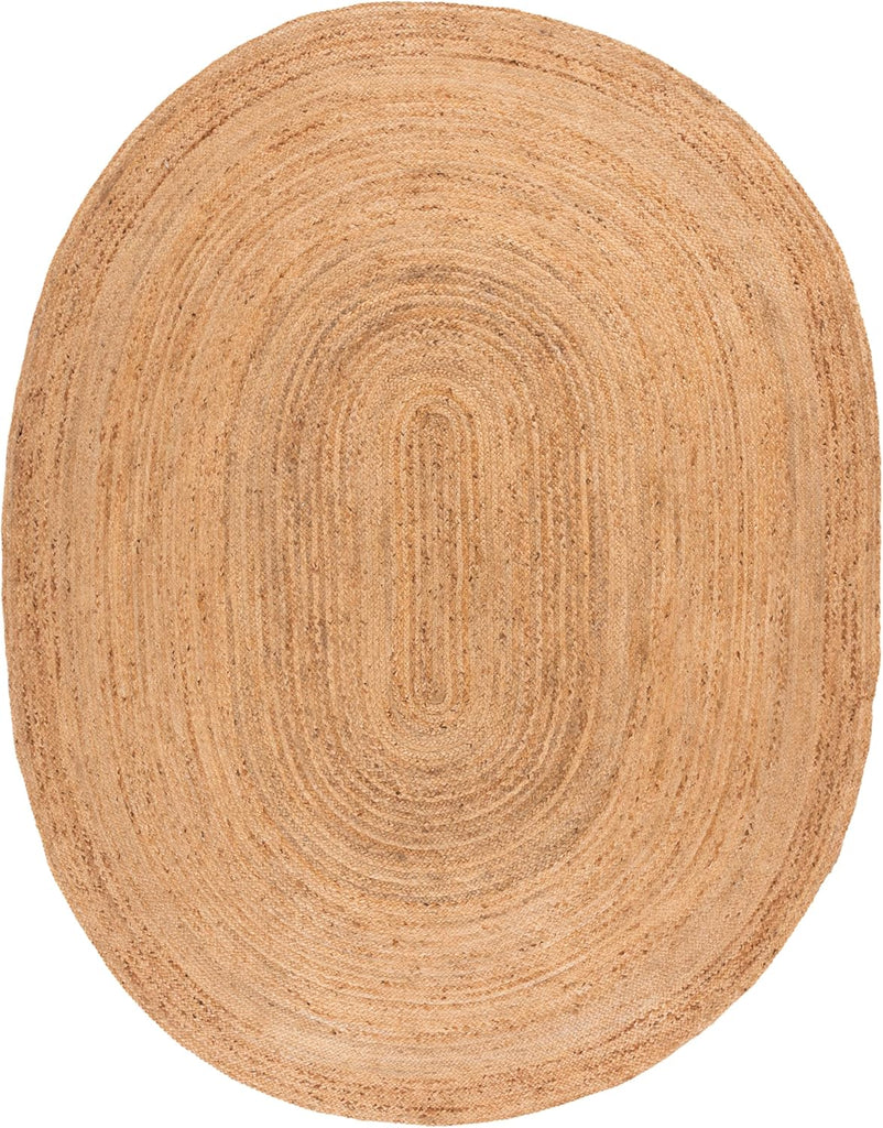 Area Rug 8x10 Oval - Cape Cod Collection - Large - Natural Brown, Handmade Braided Flat Weave Jute (CAP252A)