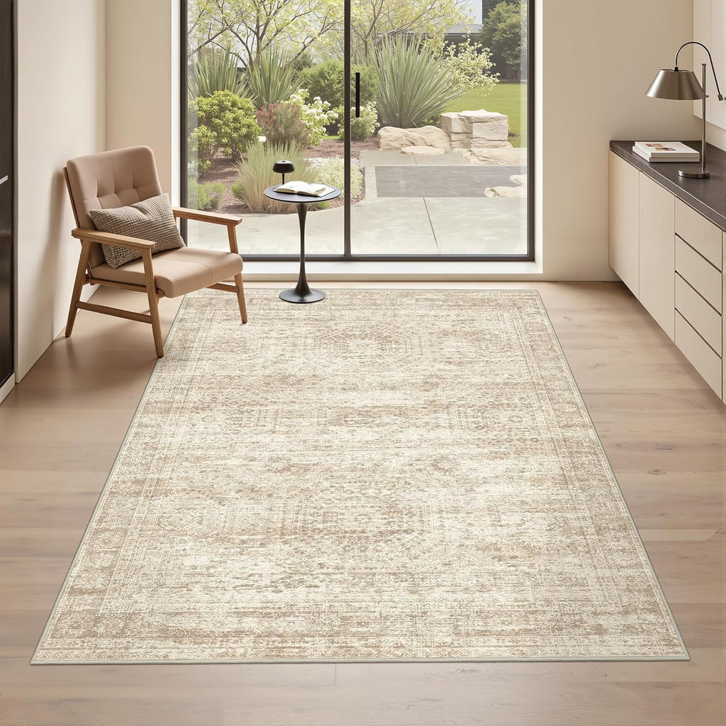3x5 Washable Area Rug for Entryway, Soft Kitchen Rugs Non Slip for Dining Room, Vintage Abstract Liv
