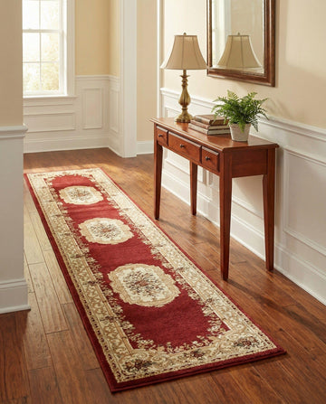Chateau Rug - 13 Ft Runner Red Traditional Medallion Runner Rug - Stain-Resistant and Easy-Clean, Perfect s