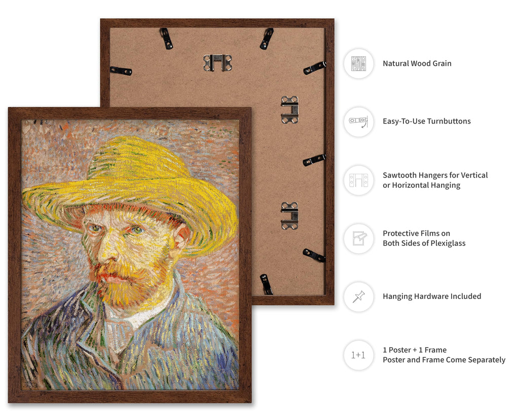 Master Classic Van Gogh Poster - Vintage Impressionism Print - Gift for Artist, Painter - Self Portrait, Straw Hat