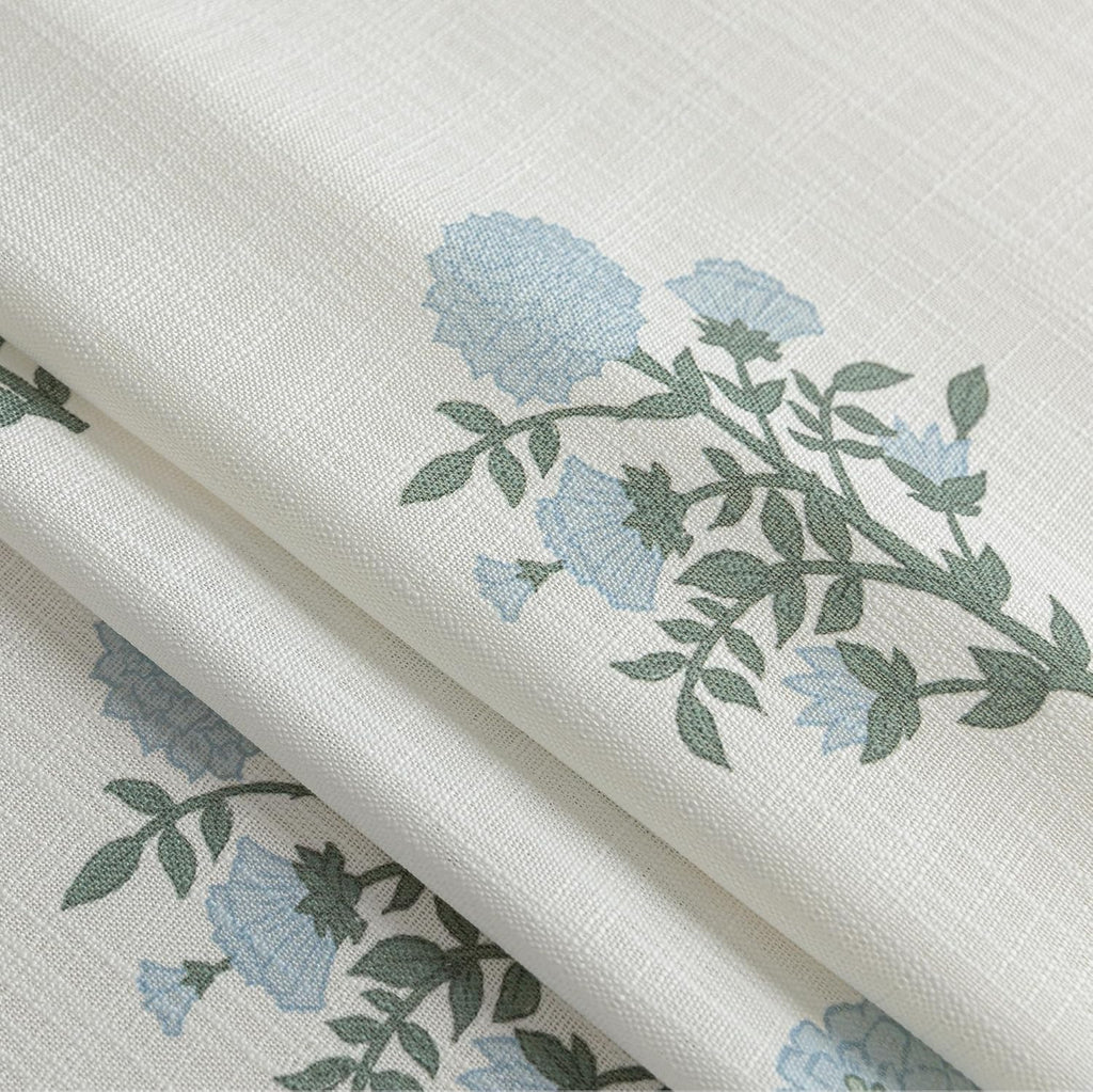 Pinch Pleated Floral Linen Curtains, 108 Inch Floor to Ceiling Pleat Drapes for Track System, 9FT Long Semi Sheer