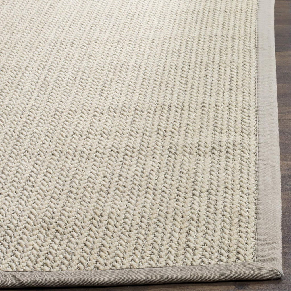 Area Rug 9x12 - Natural Fiber - Large - Light Grey, Sisal & Wool, Woven Design with Border