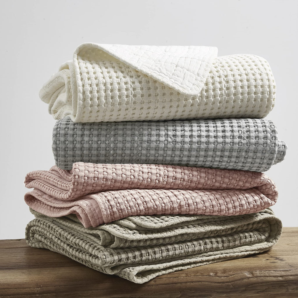 Mills Waffle - Throw - Grey Cotton Waffle - Throw Size 50 x 60in.
