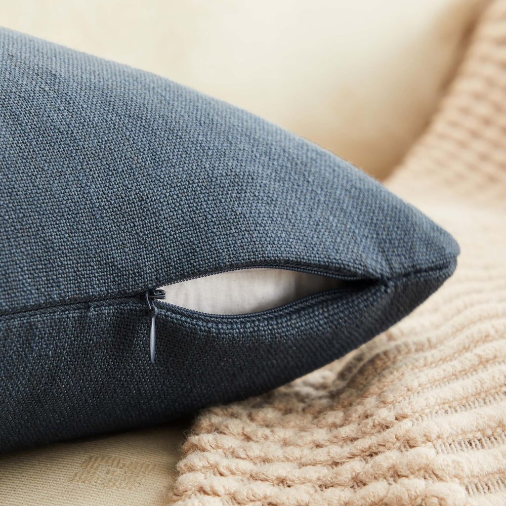 Rustic Linen Throw Pillow Covers Set of 2, Navy 24x24in