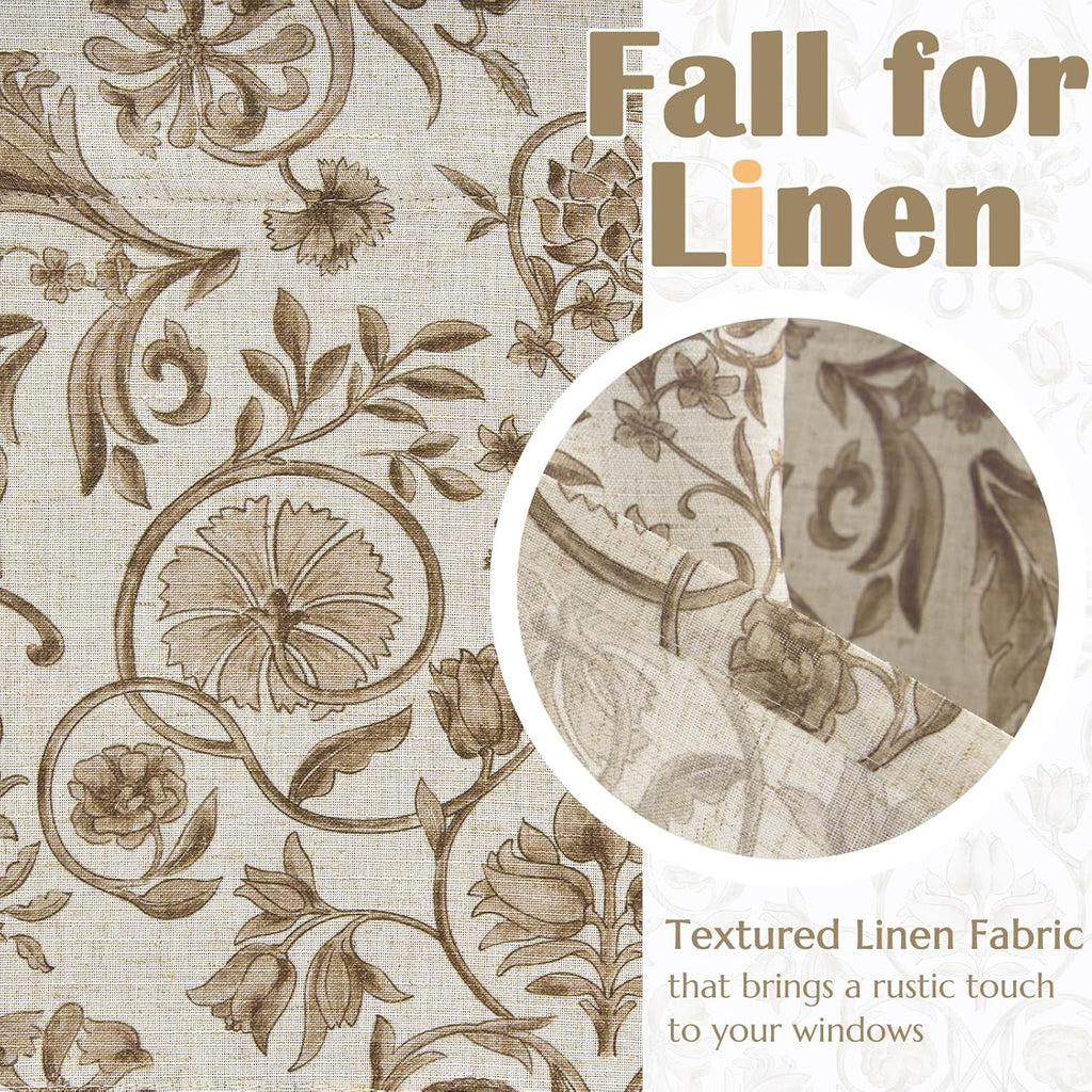 Linen Valance Kitchen Curtain for Windows Double Layer 16 Inch for Living Room Bedroom Window Treatment Light