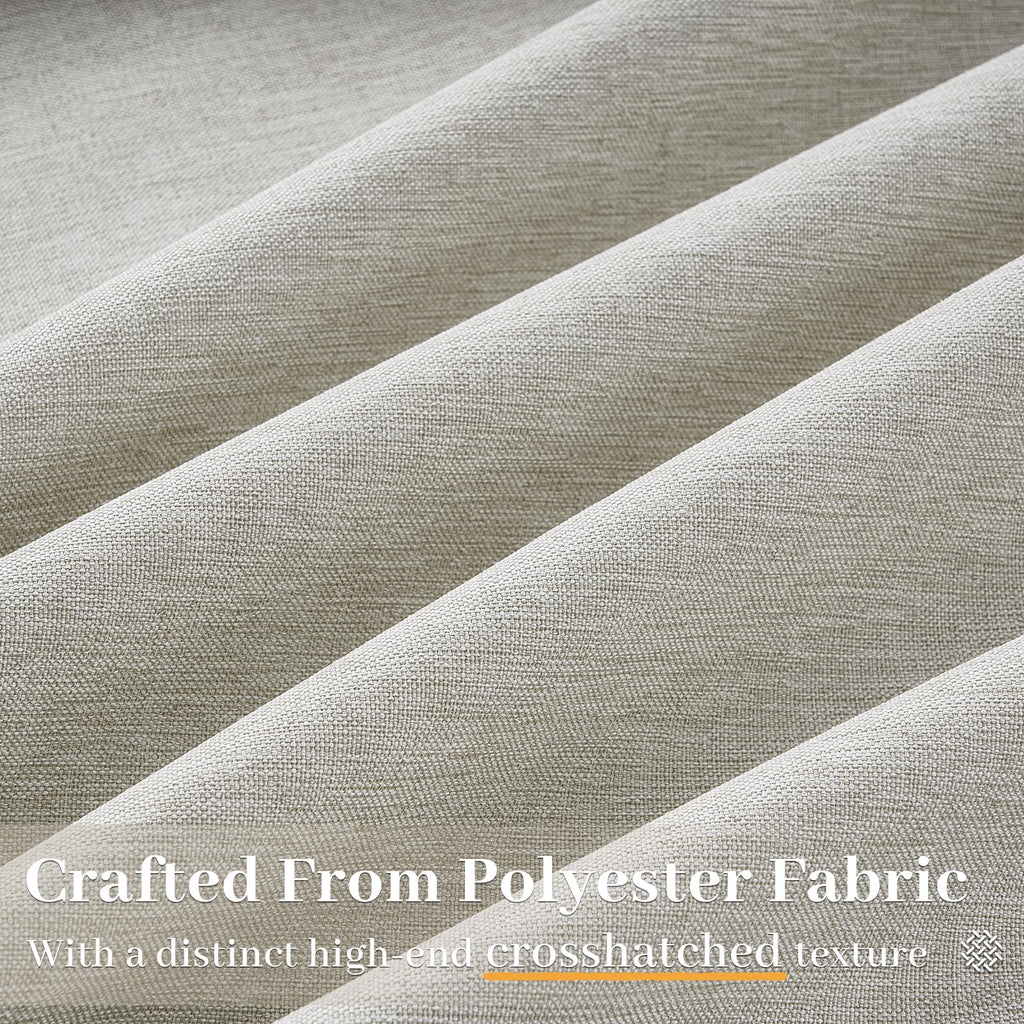 Grey Beige Pinch Pleated Linen Curtains 102 Inches Long 2 Panels