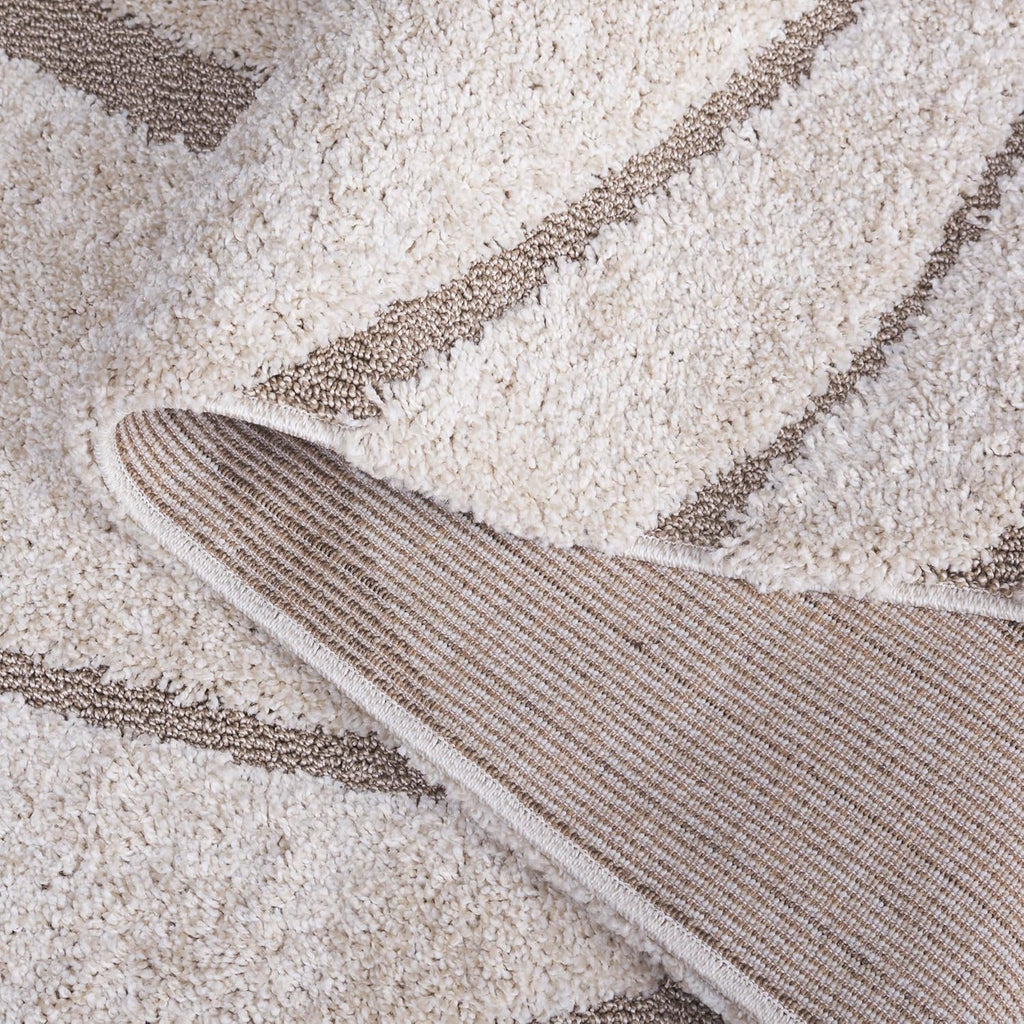 Florida Shag Collection Area Rug - 5'3" x 7'6", Cream & Beige, Non-Shedding & Easy Care, 1.2-inch Thick Ideal for
