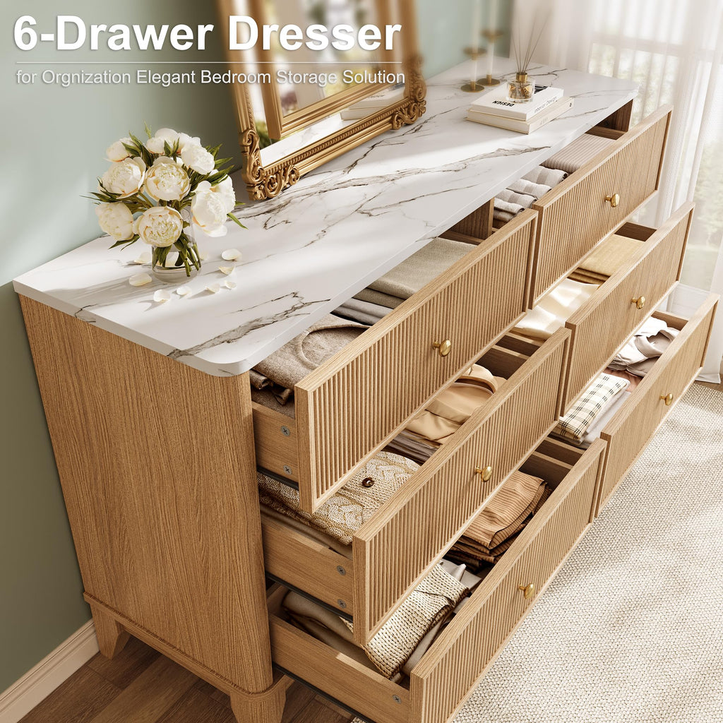 6 Drawers Dresser (Oak-DLC)