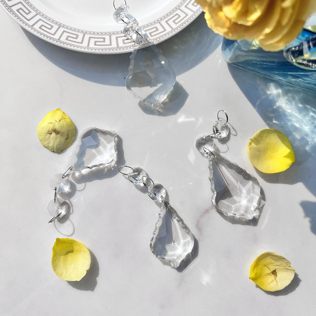 20pcs Crystal Chandelier Prism Pendant, 50mm Suncatchers Hanging Crystals - Clear Maple Leaf Crystal Sun Catcher