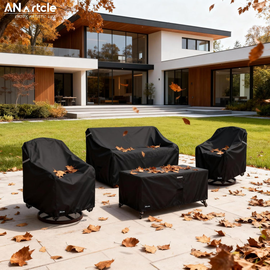 Patio Furniture Covers 4 Piece Set, 600D Waterproof Heavy Duty Outdoor Furniture Covers,Fit Wicker Patio Loveseat