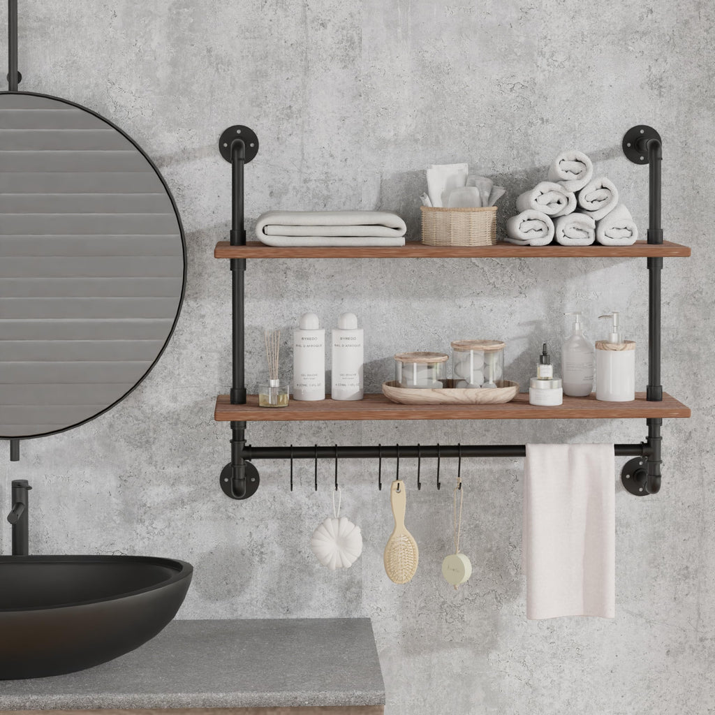 Industrial Pipe Shelving Bathroom Shelves with Towel bar 30 inch