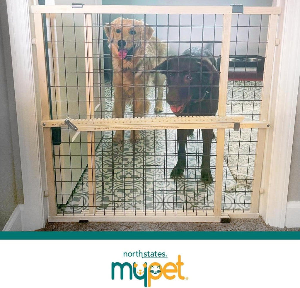 Wire Mesh Dog Gate: 29.5"-50" Wide, Pressure Mounted with No Tools; Expandable, Durable Pet Gates for Doors