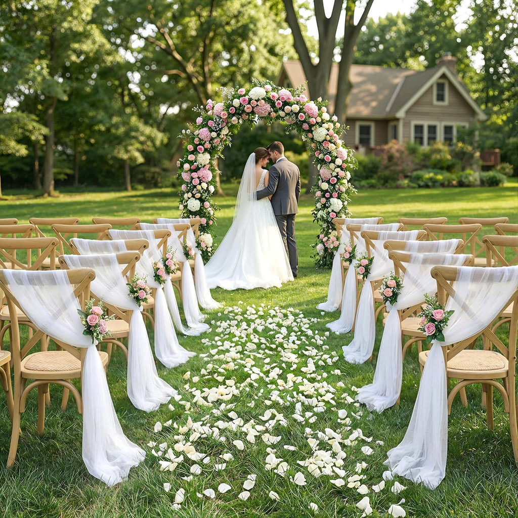 White Wedding Arch Draping Fabric, 2 Packs 29" x 20FT Sheer Fabric Arch Drapery Curtain Backdrop Ceiling Drapes for