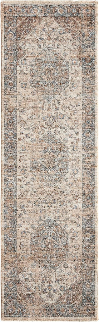 Heir LAR01 Medallion Tan and Blue Area Rug