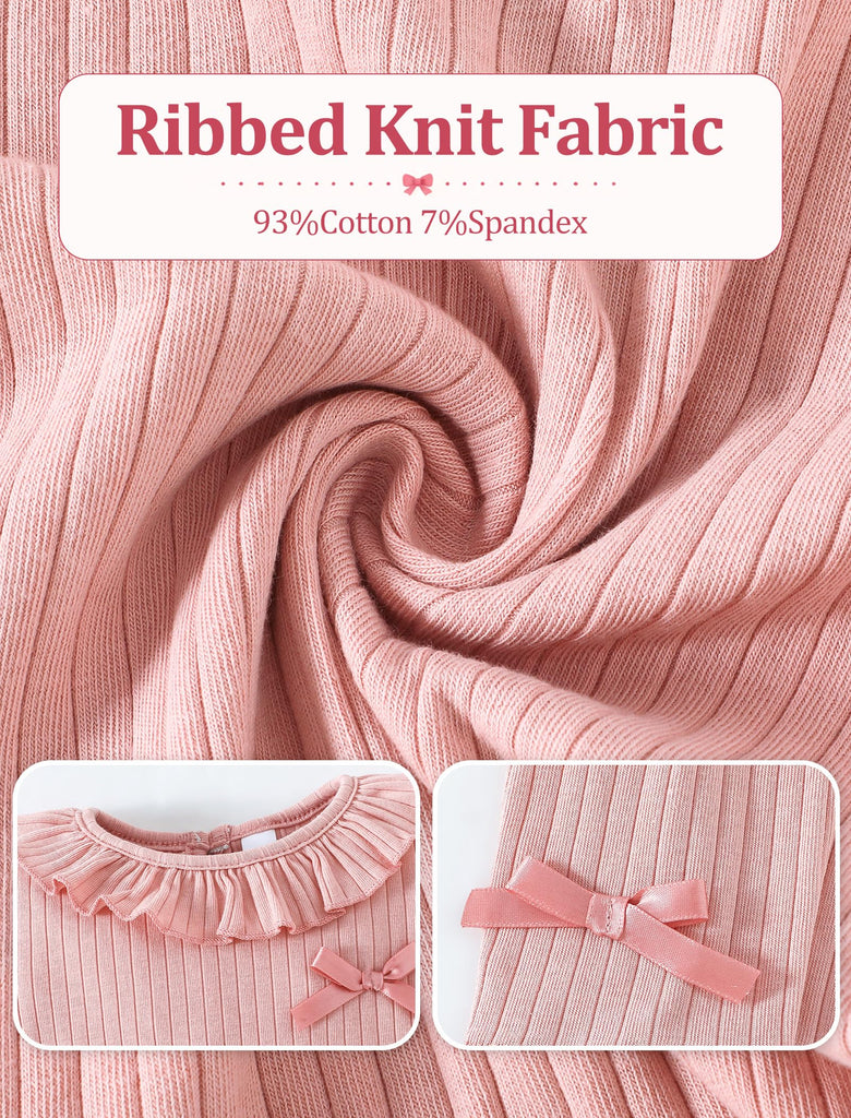 Girl Clothes Toddler Girl Clothes Ribbed Cotton Ruffle Bow Set
