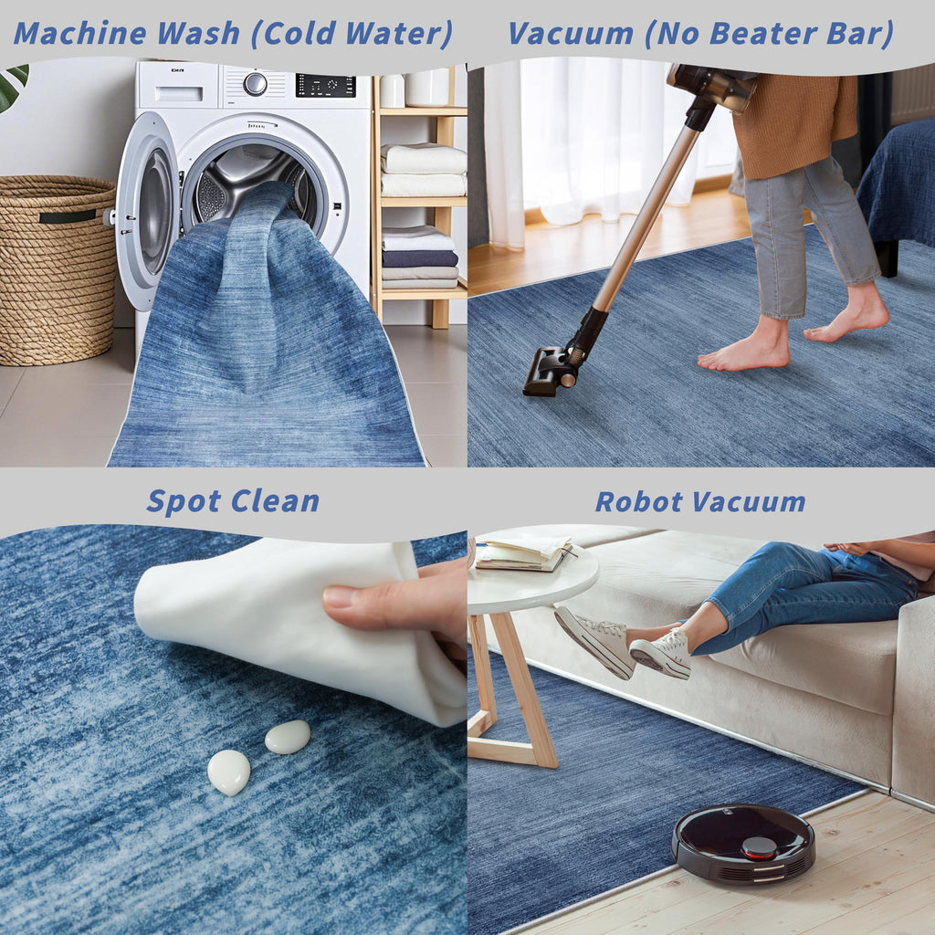 Washable Hallway Runner Rug - Non-Slip Modern Abstract Neutral Low-Pile Stain-Resistant Carpet Runner Entryway