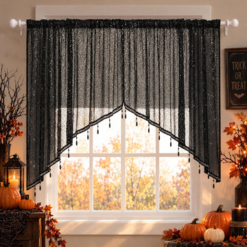 Sequin Sheer Valances for Window Swag Curtain Valance