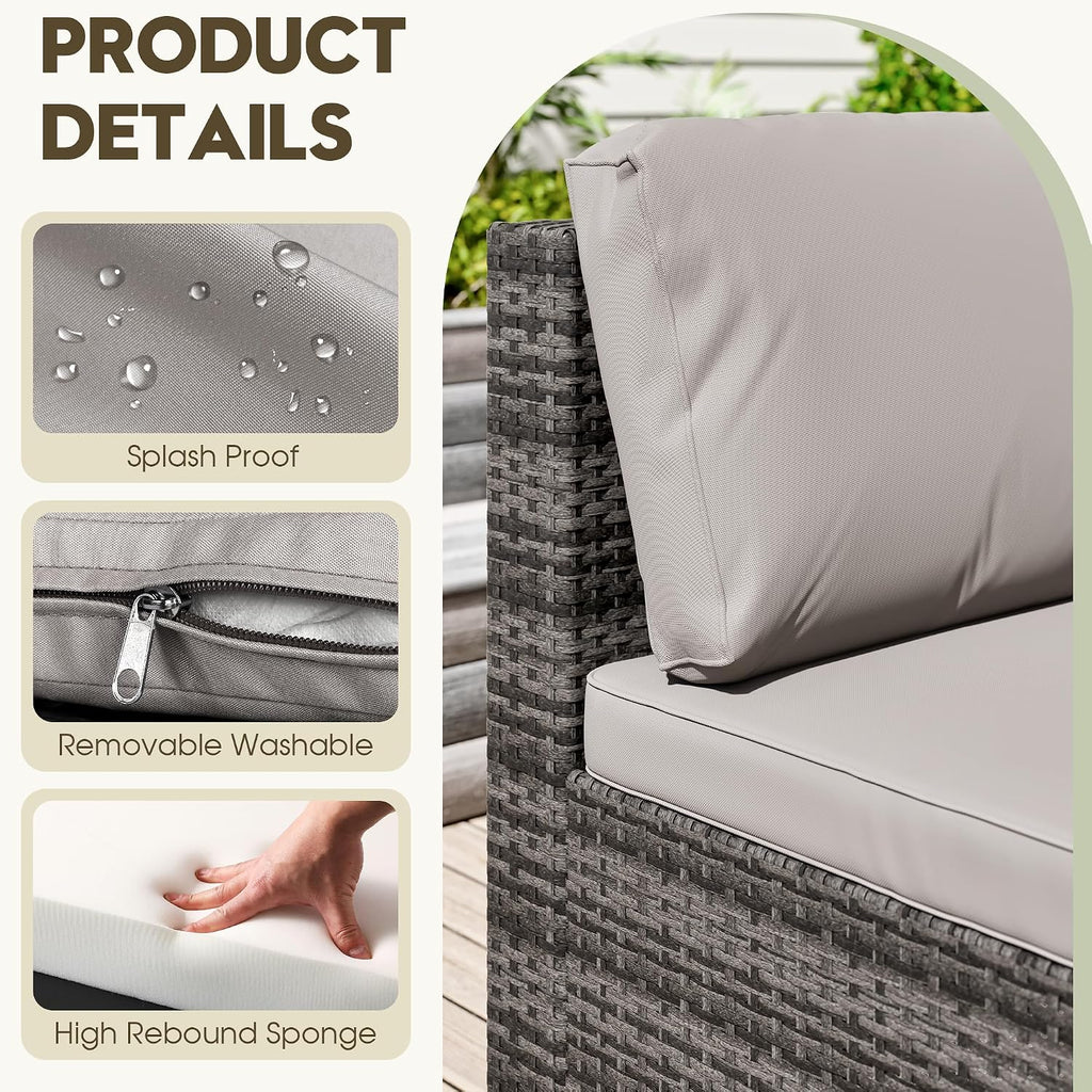 7 Piece Patio Outdoor Furniture Set, Outdoor Sectional, All-Weather Hand-Woven Wicker Patio Sectional Sofa, Rattan