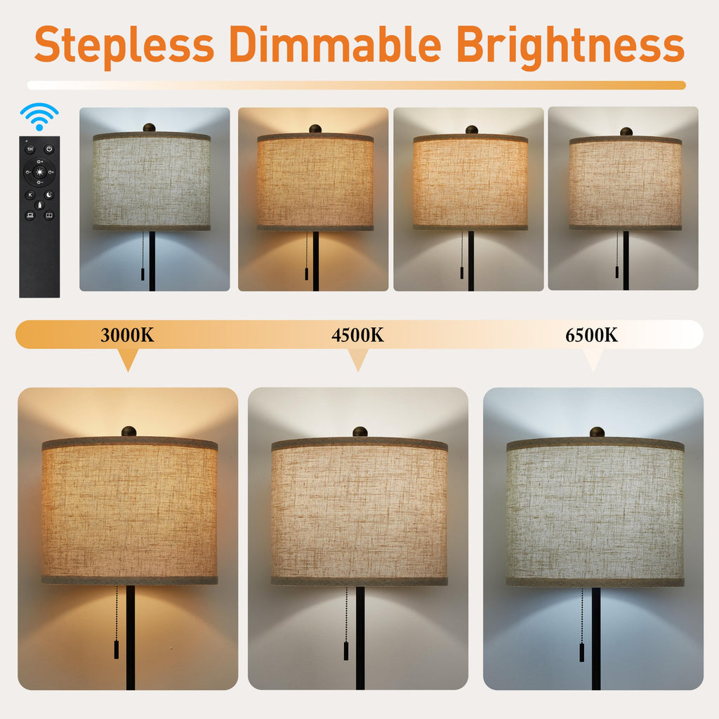 61-69" Adjustable Floor Lamp with Remote and Stepless Dimmable Bulb