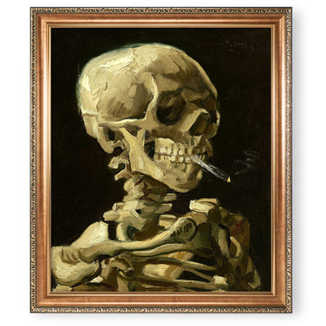 Head of a Skeleton with a Burning Cigarette by Vincent Van Gogh.Framed Size:34.5x28.5 inches, Image Size:30x24 inches