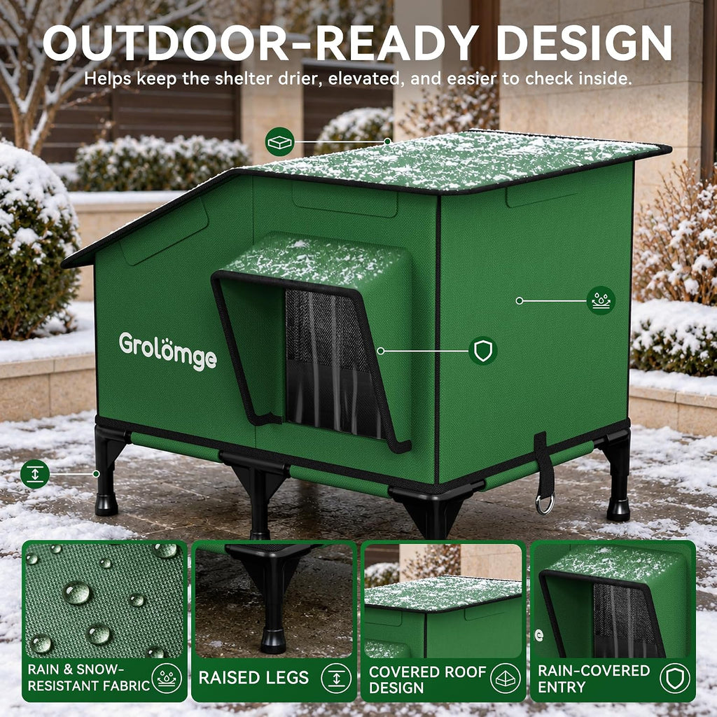 Heated Cat House for Outside, Weatherproof Outdoor Cat Shelter