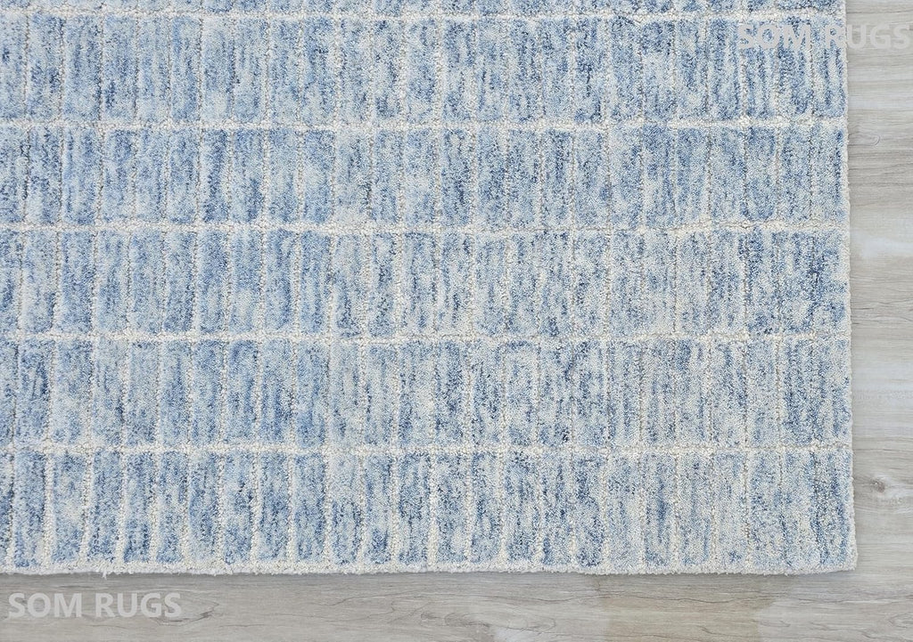 100% Authentic Capitola Tufted Handmade Woolen Area Rug Decor Office Rug (Blue, 12x15 Feet)