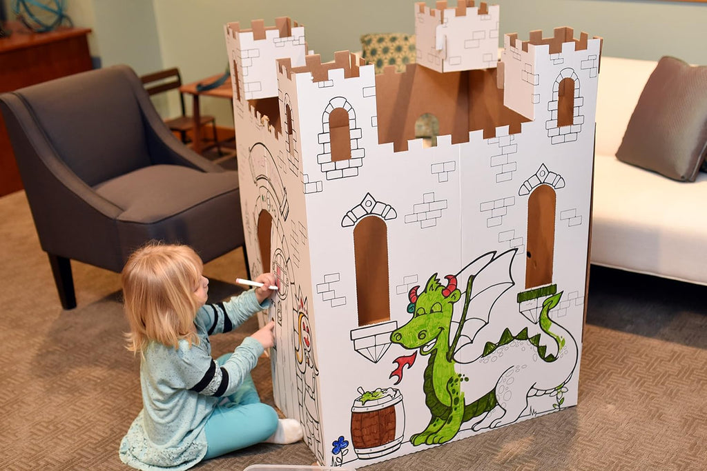 Playhouse Cardboard Fairy Tale Castle - Kids Color & Draw Fort