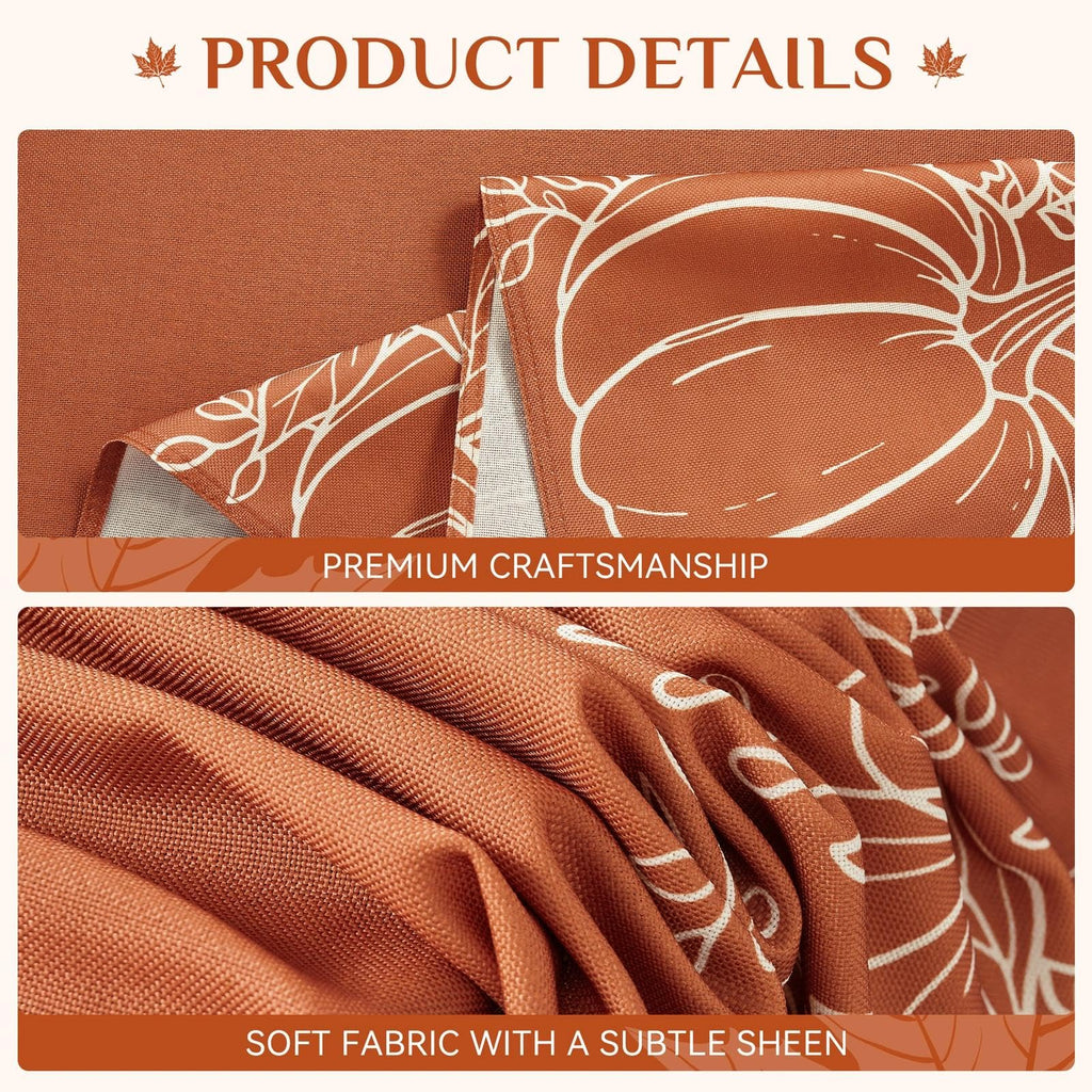 Fall Faux Linen Tablecloth 60x84 inch Rectangular, Water Resistant