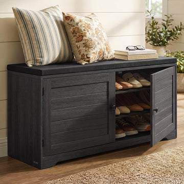 3-Tier Entryway Bench, Shoe Bench with Padded Seat, 14.2 x 40 x 20.9 Inches, Dark Gray