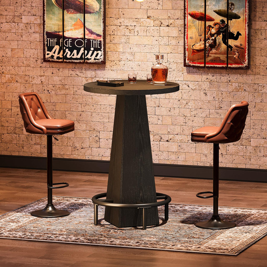 Bistro Pub Table, 37.4" High Round Bar Table for Small Bars