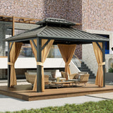 12 x 20 ft Hardtop Gazebo, Heavy Duty Galvanized Aluminum Frame Double Roof Outdoor Pavilion
