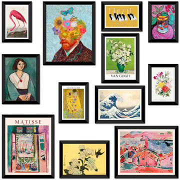 12 Pcs Eclectic Wall Art Decor FRAMED, Eclectic Home Decor, Retro Maximalist Decor Aesthetic, Vintage Wall Art