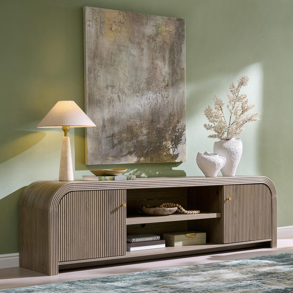70" Modern TV Stand with Large Storage, Brown Alder