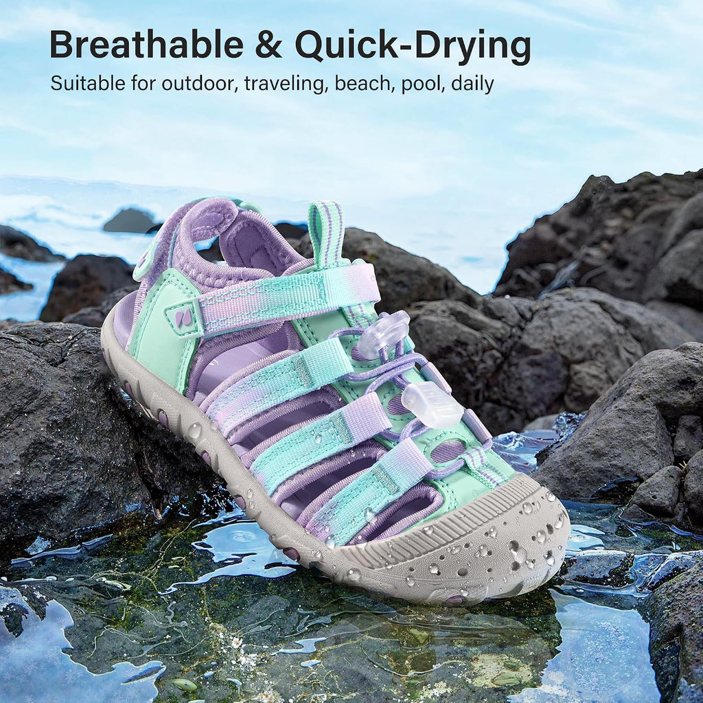 Girls Closed-Toe Water Sandals Hiking Beach Sandals