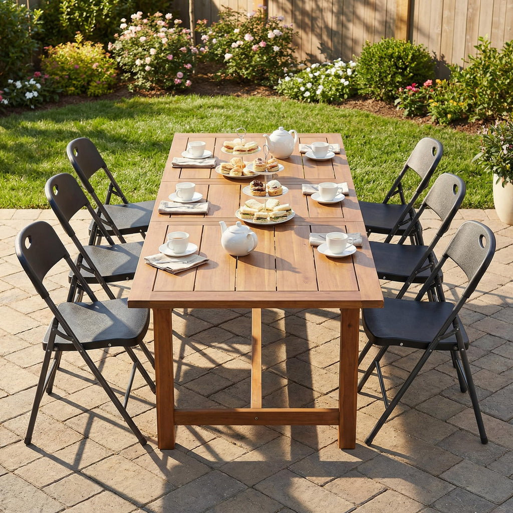10 Pack Black Folding Chairs, Plastic Portable Stackable Dining Chairs with Metal Frame, for Indoor Outdoor