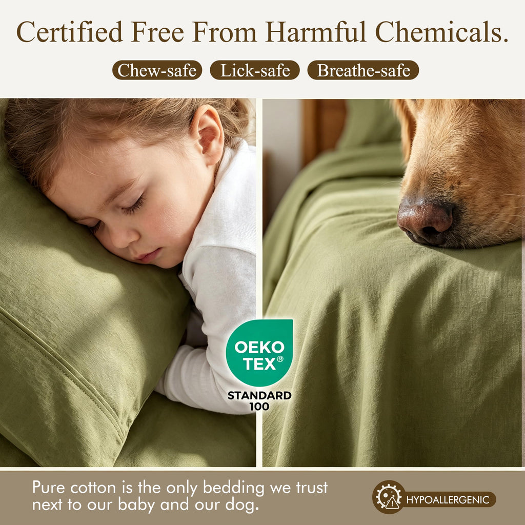 100% Organic Twin Sheets, Deep Pocket Set, Breathable & Cooling Soft Bedding, Hotel Luxury Bed Sheets, Easy Care