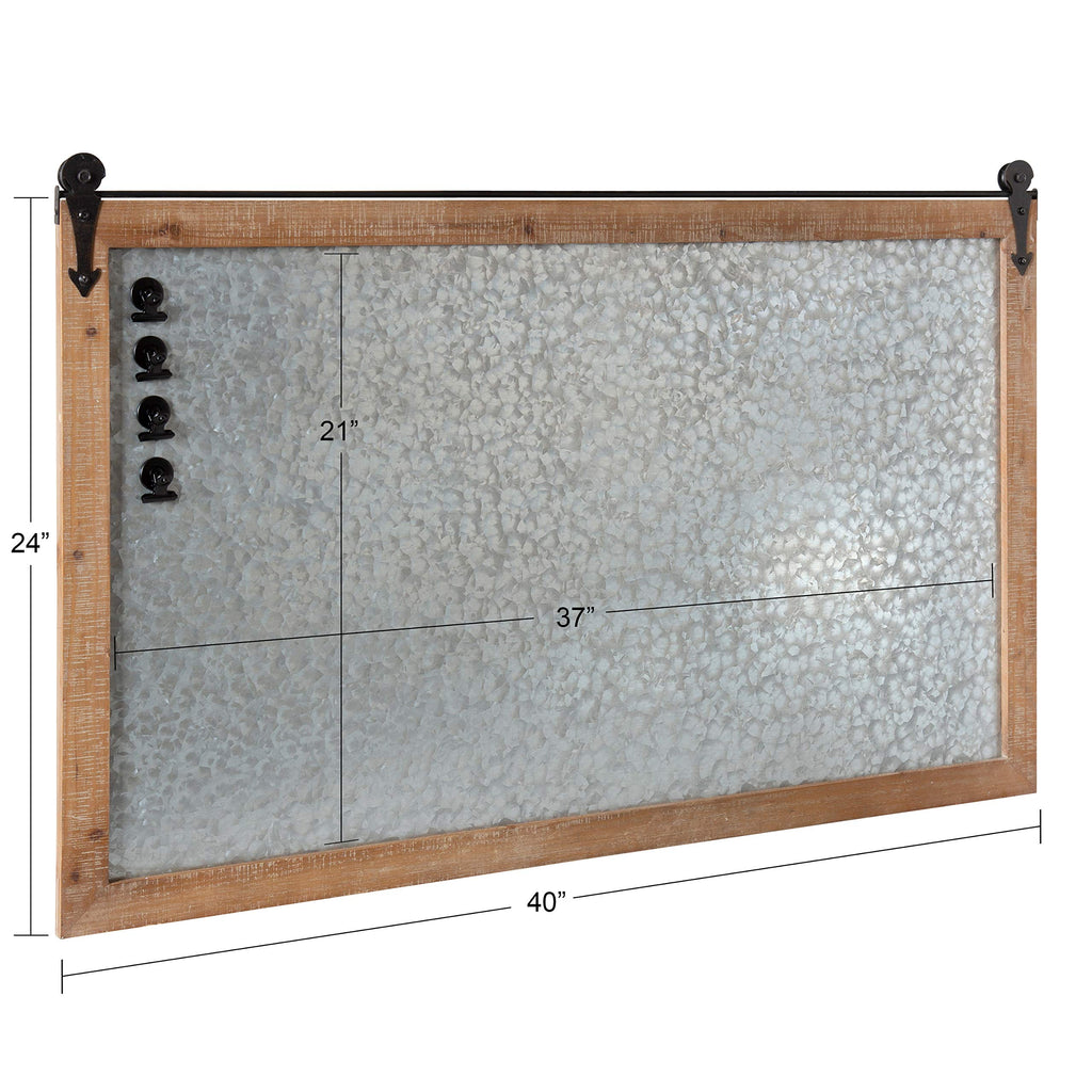 Cates Rustic Magnetic Metal Wall Organizer, 24 x 40, Rustic Brown, Farmhouse Wall Decor with Function