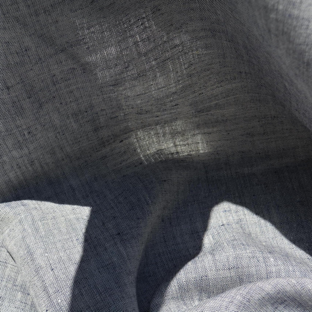 100% Linen Fabric by the Yard | Navy White Linen Fabric | Midweight Solid Weave 60 Inch Wide | Linen Material for