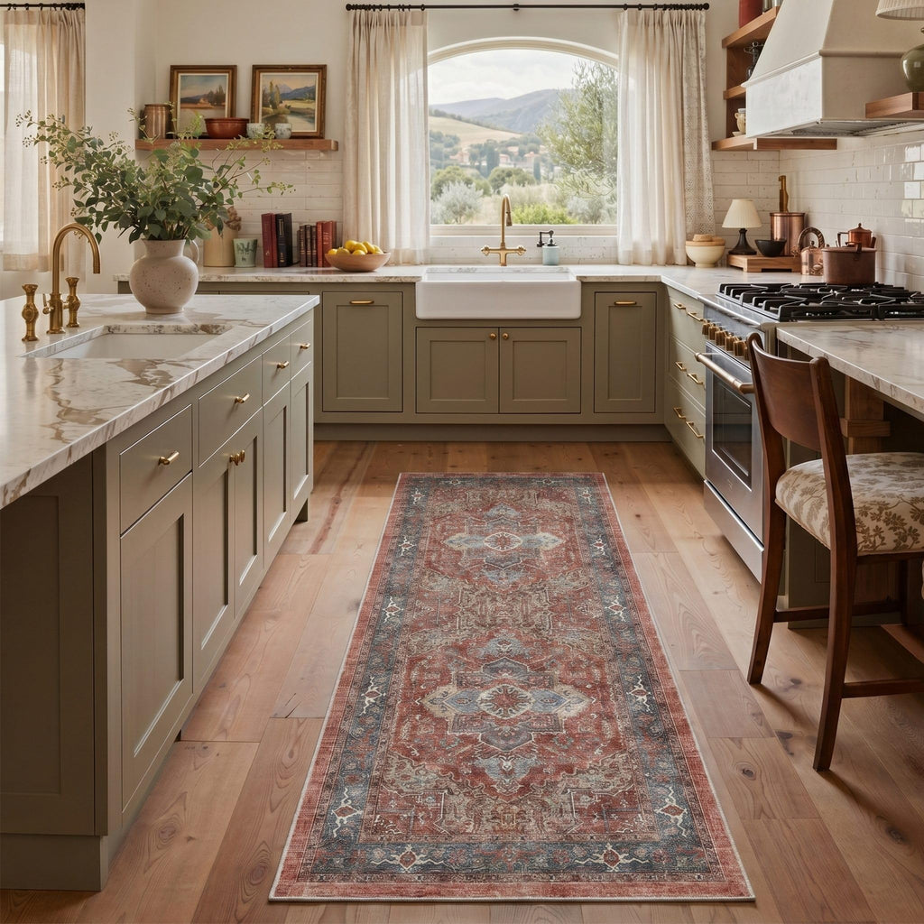 Area Rug, Washable Boho Medallion Non Slip Thin